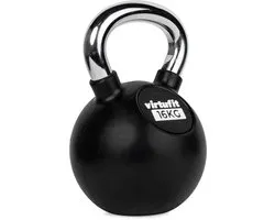 VirtuFit Kettlebell - Rubber/Chroom - 16 kg - Zwart - Sport Gewicht - Duurzaam Design - Ergonomische Handgreep - Geschikt voor CrossFit & Fitness - Conditietraining