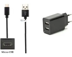 OneOne 2.1A lader met 2 poorten + 1,0m standaard Micro USB kabel. Oplader adapter past op Pocketbook eReader Basic New / Touch / Touch 2, Color Lux, Mini, Mini Pro, tablet 360 Plus, Touch HD / HD 2 / HD 3, Ultra, Sense