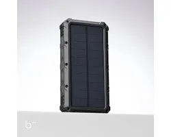 Biione Solar Powerbank – Oplaadbare Batterij 30.000 mAh – Geschikt voor iPhone Samsung Apple – Zwart