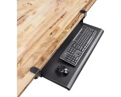 EHO Klem-on toetsenbordlade voor onder bureau, underdesk extender, tafelbevestiging, toetsenbordlade, verstelbare toetsenbordlade - groot formaat, 69,5 x 31,1 cm voor thuis en op kantoor