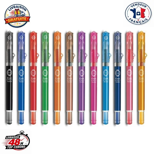 Pilot G-TEC-C Maica Lot de 12 Stylos Roller Couleurs Mélangées 0,2 mm