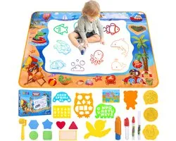 Tapis de peinture Water Wow Matic - Grande planche à dessin à l'eau 100x70cm avec stylo à eau magique - Jouet de dessin réutilisable pour Enfants de 1 à 3 ans - Cadeau d'anniversaire Éducatif et sans dégâts
