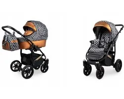 BabyLux® Kinderwagen 2in1 – MIRACLE - OPTICAL COOPER - Opklapbare Wandelwagen incl. Reiswieg, Multifunctionele Buggy Sportstoel - Combi-kinderwagen met Luiertas, Regenhoes, Klamboe, Bekerhouder, etc.