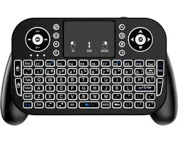 Mini Draadloos Toetsenbord met Touchpad – Bluetooth Air Mouse, 7-kleuren Backlight, Android TV Box Afstandsbediening, Draadloos Toetsenbord TV-Engels