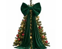 Extra grote kerstboomstrik - 40*180cm - Strikdecoratie grote strik - Kerststrik Kerst - Kerstboom Piek - Grote Strik - Kerstboom Strik - Kerststrikken voor de Kerstboom - Fluwelen - Voor feestelijke, kerstboom, bruiloft, home feest decoratie - Groen