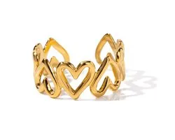 EHH BEAUTY - one size - Goudkleurige hartjes ring -Love ring - trendy 2026 - cadeau moeder/dochter