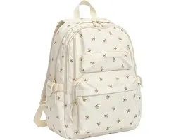 KZQ Large Capacity Backpack, School Bags with Compartments and Handle, Cute Rozenprint School Backpack with Adjustable Straps, Perfect For Girls Travel Or School Gift