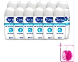 12 x Sanex Dermo - Deodorant Roller - Hypoallergeen - 48h Anti-Transpirant - 50 ml - Bulkverpakking - Deodorant roller - Douchemop - Hypoallergeen deodorant