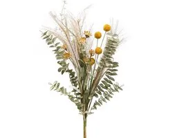 Kunstbloemen Craspedia decoratieve bos Eucalyptus Vedergras 55cm
