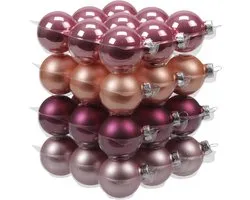 Othmar Decorations Kleine kerstballen - 36x st - hibiscus roze - D4 cm - glas - kerstversiering