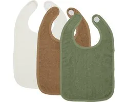 Meyco Baby Uni slab - 3-pack - badstof - offwhite/toffee/forest green