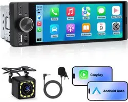Hexinex - Autoradio 1 DIN Carplay - avec écran tactile IPS de 6,36 pouces - Microphone externe USB Caméra de recul