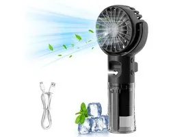 Ventilateur à main - Ventilateur brumisateur d'eau - Mini ventilateur portable - Silencieux - Rechargeable par USB - 4 modes - Brume - Water - Ventilateur - Humidificateur - Mini climatiseur - Ventilateur de table sans fil - Zwart