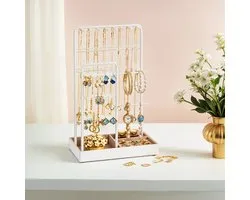 Sieradenorganizer – Metaal – Transparant – Multifunctionele displaystandaard met fluwelen dienblad