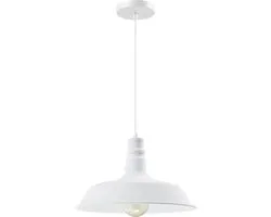 QUVIO Hanglamp retro - Lampen - Plafondlamp - Leeslamp - Verlichting - Verlichting plafondlampen - Keukenverlichting - Lamp - Vintage - E27 Fitting - Met 1 lichtpunt - Voor binnen - Aluminium - D 36 cm - Wit