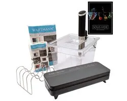 Wartmann Sous Vide Set - 1508 stick, Vacuümmachine, Vacuümzakken, Vacuümrollen, Waterbak, Rekje, Deksel en Digitaal Sous Vide Handboek