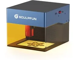 Graveur laser SCULPFUN iCube Pro 5W, point laser de 0,06 mm, vitesse de gravure de 10 000 mm/min, carte mère 32 bits, lentille remplaçable, filtre à fumée, alarme de température, connexion application, 130x130 mm