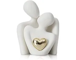 Statue romantique abstraite d'un couple, sculpture en céramique Witte , décoration pour le salon, cadeau de mariage