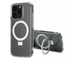 Accezz Hoesje - Geschikt voor Apple iPhone 16 Pro Max - Ring Stand Backcover geschikt voor MagSafe - Transparant