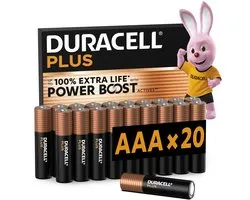 Duracell Plus AAA - alkaline batterijen - 1,5V, LR03 - 20 stuks