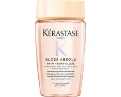 Kérastase Gloss Absolu Shampooing Bain Hydra-Glaze - Shampooing anti-frisottis effet brillant - Pour cheveux longs et sujets aux frisottis - 80ml