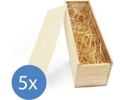 Wijnkist hout - 5 stuks - Schuifdeksel - Inclusief sizzle