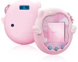 Housse de protection pour Tamagotchi Uni avec autocollants décoratifs et porte-clés - Housse intégrale en silicone rose