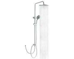 OFFO Regendouche zonder armatuur, chroom, 25 cm, ronde regendouche, doucheset, in hoogte verstelbaar en 1,6 m twist-free doucheslang, douchesysteem voor douche met Duitse handleiding (mogelijk niet
