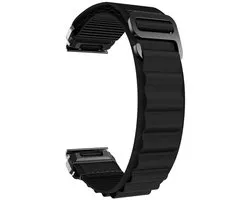 Bracelet en nylon - compatible avec Garmin Fenix ​​​​5 / 5 Plus / 6 / 6 Pro / 7 / 7 Pro / 8 (47 mm) / E (47 mm) / Epix (Pro) (2) 47 mm / Quatix 5 / 6 / 7 / 7 Pro / Approach S60 / S62 / S70 47 mm / MARQ / D2 Delta / D2 Mach 1 / Descent G1 - noir