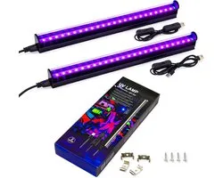Uv-blacklight-lamp, 8 W, USB, uv-led, blacklight, 385-400, Black Light Bar, uv-lichtbuis met schakelaar voor disco, glow-party, feestaccessoires, Halloween-decoratie, podiumverlichting - 2 stuks [Energieklasse D]