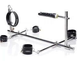 Imprisoned Bondagerek Met Dildo - BDSM set- Bondage set- BDSM Toy set 6 delig- Luxe Sex Speeltjes Kit Met handboeien, enkelboeien, oog masker en kietelaar- SM – Zwart