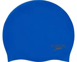 Speedo Plain Moulded Silicone Cap Badmuts Dames en Heren - Voorgevormde Zwemmuts met Ergonomisch 3D Design - Beschermt het Haar tegen Chloor - Minder Weerstand in het Water - Blauw - One size