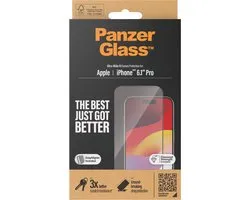 PanzerGlass Ultra-Wide Screen Protector voor de Apple iPhone 15 Pro - Case Friendly Tempered Glass - Full Screen - met EasyAligner Montagehulp