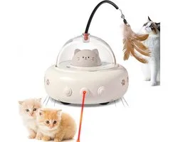 Jouet automatique pour chat avec plume et laser - Jouet interactif pour chat - Design 2 en 1 - Rechargeable - Détection d'obstacles - Rotation à 360° - Baguette ajustable - Longue autonomie - Jouets sans danger pour les chats d'intérieur