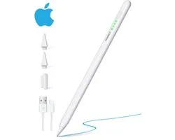 Stylet TRANSNECT - pour iPads 2018-2025 - Alternative à l'Apple Pencil - Stylet iPad avec rejet de la paume - avec 2 pointes supplémentaires - Blanc