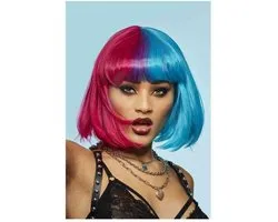 Perruque Manic Panic Blue Valentine Glam Doll Blauw/ Rouge