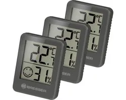 Bresser Weerstation - ClimaTemp Hygro Indicator - Set van 3 - Checkt Binnenklimaat - Grijs