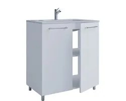 VCM 2-tlg. Waschplatz Waschtisch | Waschbecken Unterschrank Breite 80 cm | Badmöbel Set stehend | Badinos