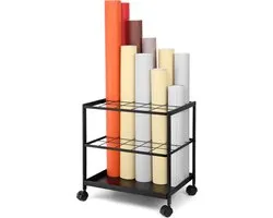 Premium Blueprint Storage Rack - 15 Slots Metal Organizing Cart for Posters and Architectural Plans