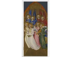 Deursticker Jacopo di cione - Seraphim Cherubim and Adoring Angels - Schilderij van Jacopo di cione - 90x235 cm - zelfklevende deurposter - bubbelvrij en herpositioneerbare deursticker
