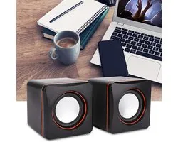 Mini Kubus Computer Luidsprekers – Stereo USB – 3,5mm Aansluiting – Bedraaide Multimediaspakers – Dubbel Spoor – Voor PC - Monitor - Laptop-Gaming-Smartphones-Tablets-Projectors-Tv's