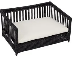 Teamson Pets Bed/Sofa - Geweven Ontwerp - Verwijderbaar Wasbaar Kussen - Bruin/Wit