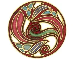 Behave – Broches Dames – Vintage Cloisonné Rond Art Nouveau – Rood