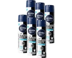NIVEA MEN Invisible for Black & White Fresh - 6 x 150ml - Value pack - Déodorant Spray