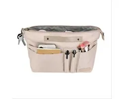 Organizer damestas voor handtassen, tas organizer van polyester met meerdere vakken en ritssluiting voor longchamp, tassen Le Pliage L en andere (beige, L)