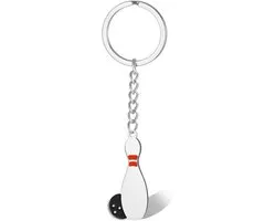 VASSAGO Bowling Sleutelhanger Rvs Bowling Kom Sleutelhanger Handtas Charms Purse Bag Rugzak Sleutel Sport Party Gunsten Geschenken, Zilver