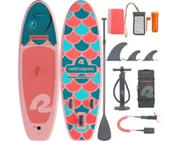 Retrospec Opblaasbaar Kids Supboard - 259 cm - Inclusief Peddel, Opbergtas en Accessoires - Stand Up Paddle Board / SUP - Roze / Blauw