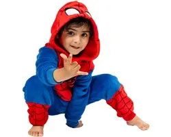 Spiderman Fleece Onesie Kin Kostuum - Maat 116