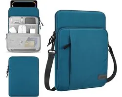 Sac de transport pour tablette 12,9 pouces avec housse et compartiments, compatible iPad Pro, Surface Laptop et Galaxy Tab, bleu paon