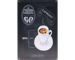 Plaque murale - Cappuccino - Coffee to Go - Café - Vintage - Rétro - Décoration murale - Enseigne Publicité - Restaurant - Pub - Bar - Café - Horeca - Plaque Métal - 20x30cm
